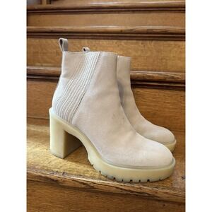 DOLCE VITA 10 Celia Suede Leather Tan Beige Chunky Boots
